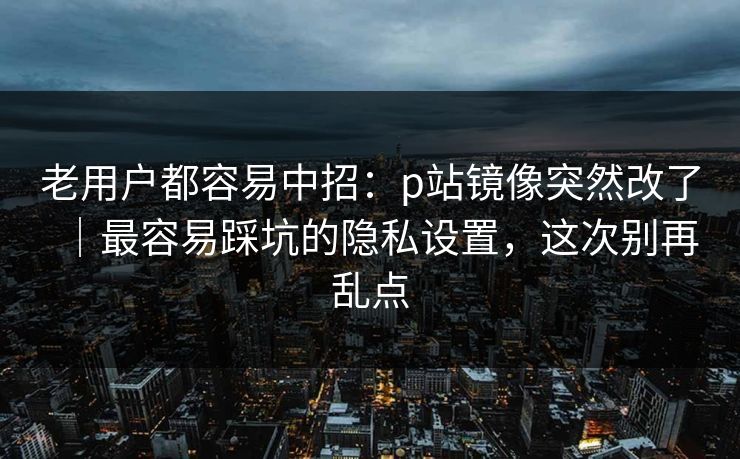 老用户都容易中招：p站镜像突然改了｜最容易踩坑的隐私设置，这次别再乱点