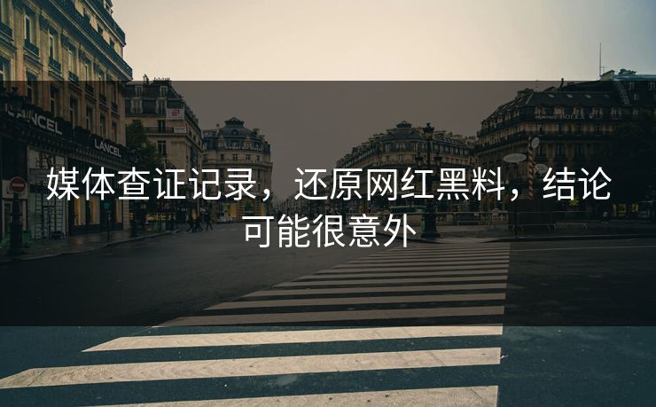 媒体查证记录，还原网红黑料，结论可能很意外