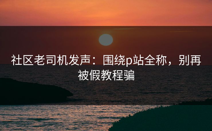 社区老司机发声：围绕p站全称，别再被假教程骗