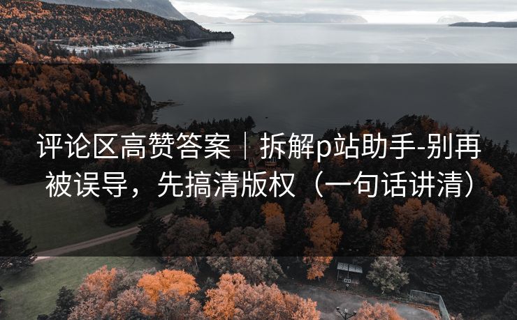 评论区高赞答案｜拆解p站助手-别再被误导，先搞清版权（一句话讲清）