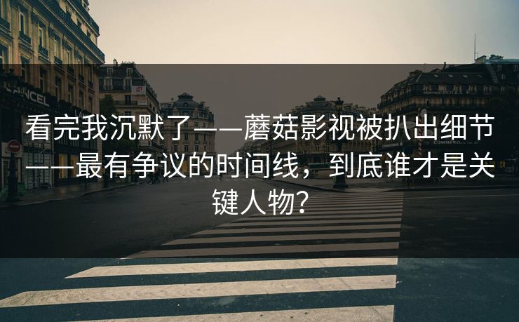 看完我沉默了——蘑菇影视被扒出细节——最有争议的时间线，到底谁才是关键人物？