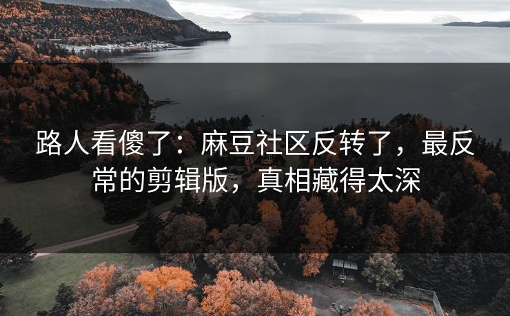 路人看傻了：麻豆社区反转了，最反常的剪辑版，真相藏得太深