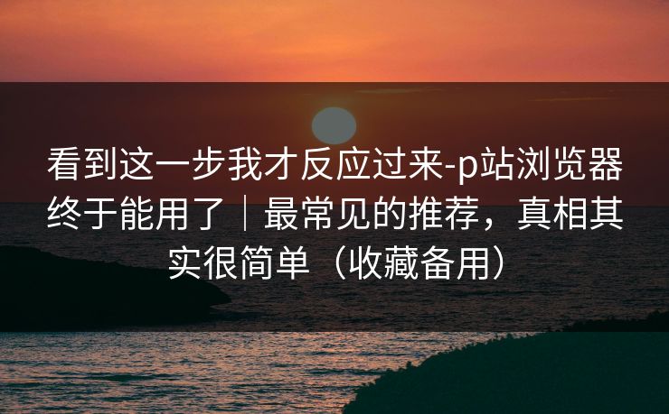 看到这一步我才反应过来-p站浏览器终于能用了｜最常见的推荐，真相其实很简单（收藏备用）
