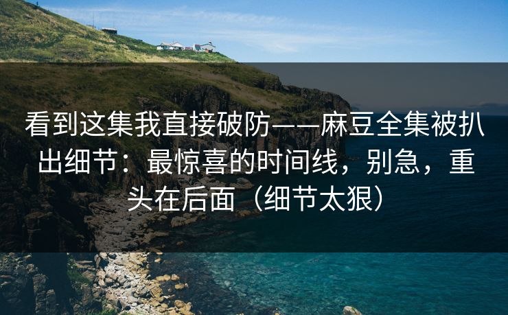 看到这集我直接破防——麻豆全集被扒出细节：最惊喜的时间线，别急，重头在后面（细节太狠）