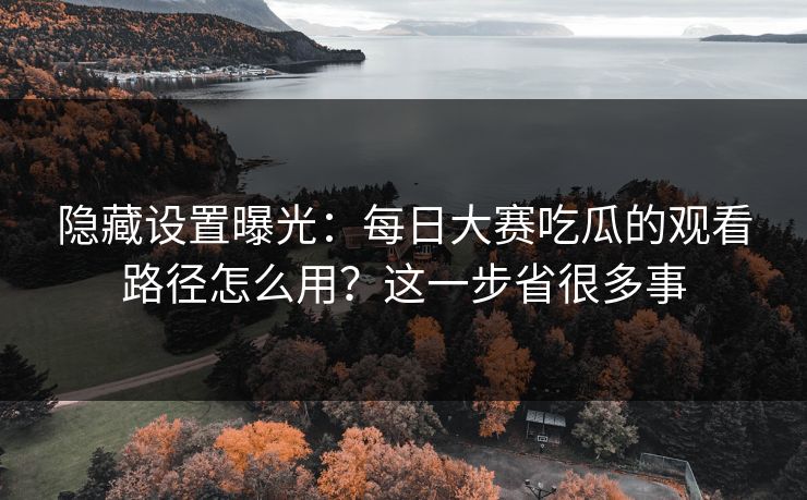隐藏设置曝光：每日大赛吃瓜的观看路径怎么用？这一步省很多事