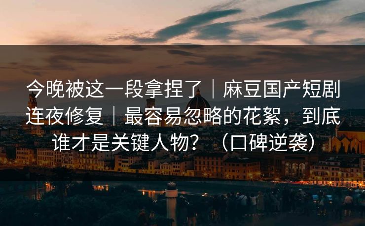 今晚被这一段拿捏了｜麻豆国产短剧连夜修复｜最容易忽略的花絮，到底谁才是关键人物？（口碑逆袭）
