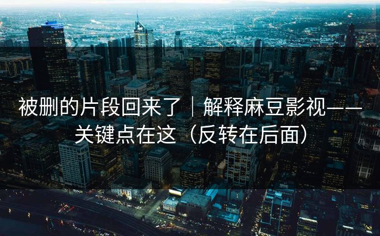 被删的片段回来了|解释麻豆影视——关键点在这(反转在后面) 被删的片段回来了|解释麻豆影视——关键点在这(反转在后面)