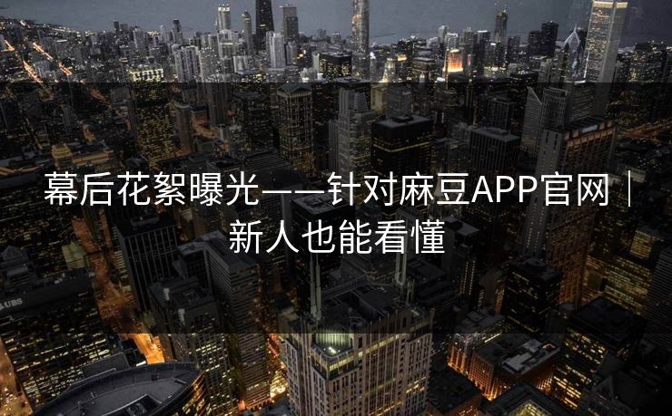 幕后花絮曝光——针对麻豆APP官网｜新人也能看懂