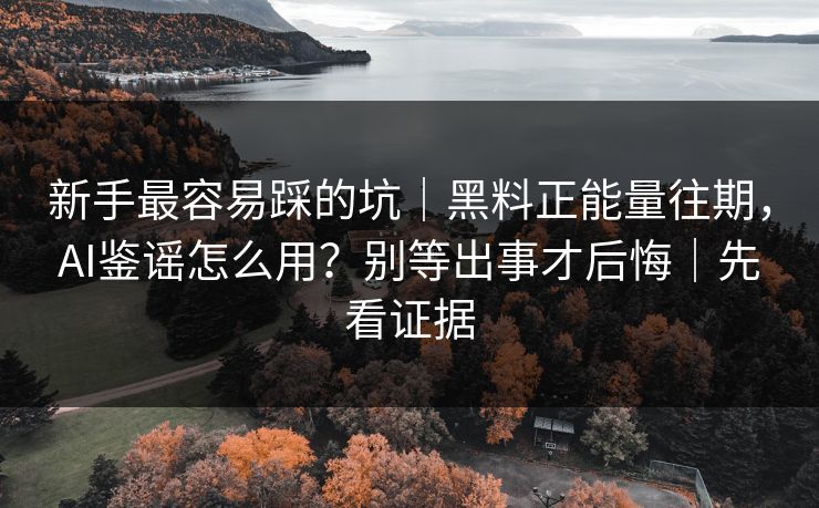 新手最容易踩的坑｜黑料正能量往期，AI鉴谣怎么用？别等出事才后悔｜先看证据