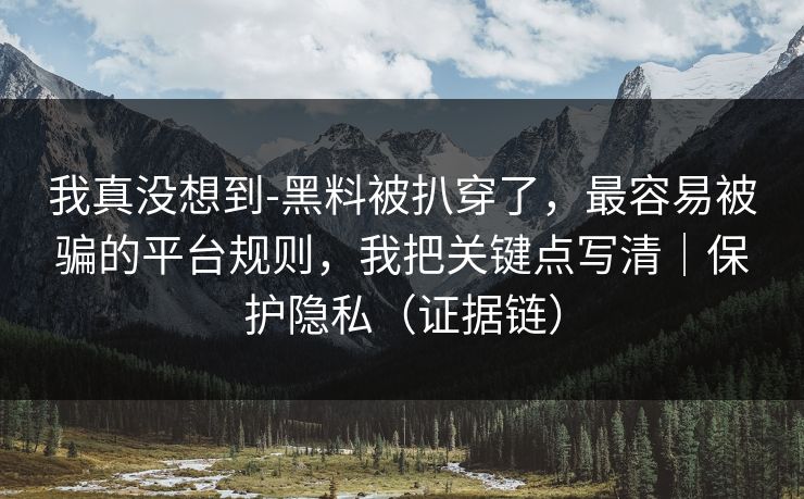 我真没想到-黑料被扒穿了,最容易被骗的平台规则,我把关键点写清|保护隐私(证据链) 我真没想到-黑料被扒穿了,最容易被骗的平台规则,我把关键点写清|保护隐私(证据链)