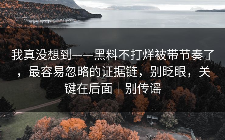 我真没想到——黑料不打烊被带节奏了,最容易忽略的证据链,别眨眼,关键在后面|别传谣 我真没想到——黑料不打烊被带节奏了,最容易忽略的证据链,别眨眼,关键在后面|别传谣